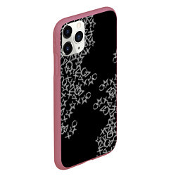 Чехол iPhone 11 Pro матовый Абстракция ,серебряный геометрический узор, цвет: 3D-малиновый — фото 2