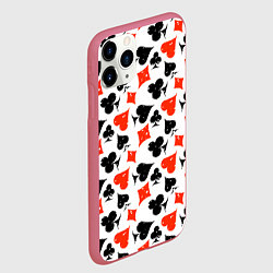 Чехол iPhone 11 Pro матовый Пика, Черва, Крестя, Бубна, цвет: 3D-малиновый — фото 2
