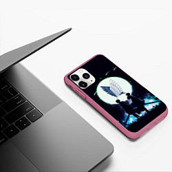 Чехол iPhone 11 Pro матовый Атака Титанов Attack on Titan, Logo, цвет: 3D-малиновый — фото 2
