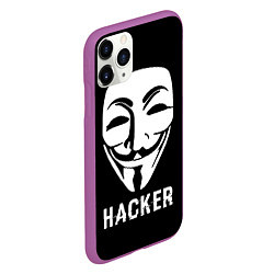 Чехол iPhone 11 Pro матовый HACKER Маска V, цвет: 3D-фиолетовый — фото 2