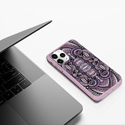 Чехол iPhone 11 Pro матовый Абстракция Разноцветный калейдоскоп Фиолетовый, че, цвет: 3D-розовый — фото 2