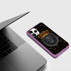 Чехол iPhone 11 Pro матовый Король лев Black, цвет: 3D-фиолетовый — фото 2