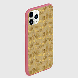 Чехол iPhone 11 Pro матовый Медные Духовые Инструменты, цвет: 3D-малиновый — фото 2