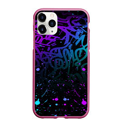 Чехол iPhone 11 Pro матовый НЕОНОВОЕ ГРАФФИТИ НЕОНОВЫЕ БРЫЗГИ, цвет: 3D-малиновый