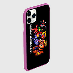 Чехол iPhone 11 Pro матовый Five Nights at Freddys - FNAF - персонажи игры, цвет: 3D-фиолетовый — фото 2