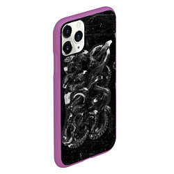 Чехол iPhone 11 Pro матовый Чб Блестящая Змея Snake Shine, цвет: 3D-фиолетовый — фото 2