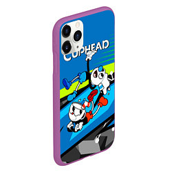 Чехол iPhone 11 Pro матовый 2 чашечки cuphead, цвет: 3D-фиолетовый — фото 2