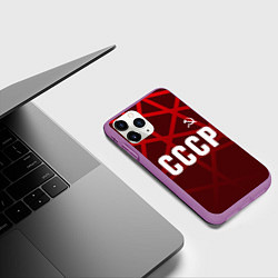 Чехол iPhone 11 Pro матовый СССР КРАСНЫЕ ЛИНИИ, цвет: 3D-фиолетовый — фото 2