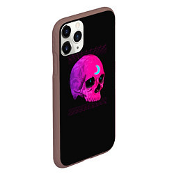 Чехол iPhone 11 Pro матовый Неоновый череп с огоньками, цвет: 3D-коричневый — фото 2