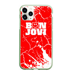 Чехол iPhone 11 Pro матовый Bon jovi Трещины, цвет: 3D-салатовый