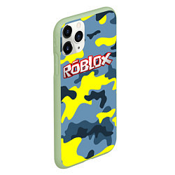 Чехол iPhone 11 Pro матовый Roblox Камуфляж Жёлто-Голубой, цвет: 3D-салатовый — фото 2