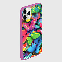 Чехол iPhone 11 Pro матовый Стая бабочек Pattern, цвет: 3D-фиолетовый — фото 2