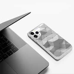 Чехол iPhone 11 Pro матовый Объемные Треугольники 3d, цвет: 3D-белый — фото 2