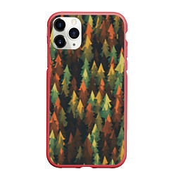 Чехол iPhone 11 Pro матовый Spruce forest, цвет: 3D-красный