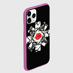 Чехол iPhone 11 Pro матовый RHCP Logo Red Rose, цвет: 3D-фиолетовый — фото 2