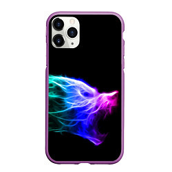 Чехол iPhone 11 Pro матовый Wolf Grin Волк Оскал Неон Neon, цвет: 3D-фиолетовый