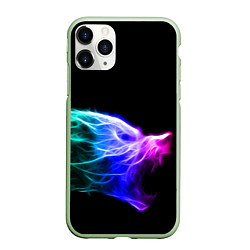 Чехол iPhone 11 Pro матовый Wolf Grin Волк Оскал Неон Neon