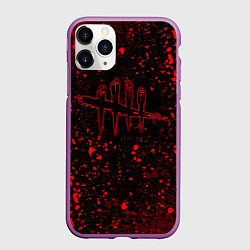 Чехол iPhone 11 Pro матовый Dead by daylight брызги, цвет: 3D-фиолетовый
