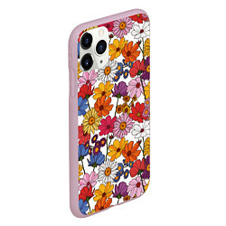 Чехол iPhone 11 Pro матовый Полевые Цветы на белом фоне, цвет: 3D-розовый — фото 2