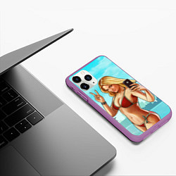 Чехол iPhone 11 Pro матовый GTA Beach girl, цвет: 3D-фиолетовый — фото 2