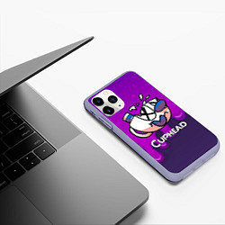 Чехол iPhone 11 Pro матовый Cuphead Разбитая чашечка, цвет: 3D-светло-сиреневый — фото 2