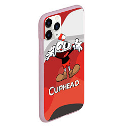 Чехол iPhone 11 Pro матовый Cuphead веселая красная чашечка, цвет: 3D-розовый — фото 2