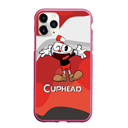 Чехол iPhone 11 Pro матовый Cuphead веселая красная чашечка, цвет: 3D-малиновый
