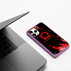 Чехол iPhone 11 Pro матовый God of war брызги, цвет: 3D-фиолетовый — фото 2