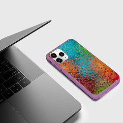 Чехол iPhone 11 Pro матовый Капли на стекле Vanguard pattern, цвет: 3D-фиолетовый — фото 2