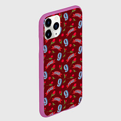 Чехол iPhone 11 Pro матовый 9 мая, красная лента и тюльпаны, цвет: 3D-фиолетовый — фото 2
