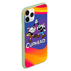 Чехол iPhone 11 Pro матовый Веселые чашечки - Cuphead, цвет: 3D-салатовый — фото 2