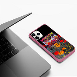 Чехол iPhone 11 Pro матовый Бокс Санты и Индюка, цвет: 3D-малиновый — фото 2