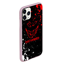 Чехол iPhone 11 Pro матовый Disturbed брызги красок, цвет: 3D-розовый — фото 2