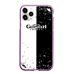 Чехол iPhone 11 Pro матовый Genshin Impact черноебелое