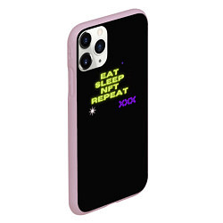 Чехол iPhone 11 Pro матовый Eat, sleep, nft, repeat, неоновый текст, цвет: 3D-розовый — фото 2