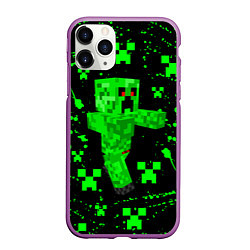 Чехол iPhone 11 Pro матовый MINECRAFT - CREEPER МАЙНКРАФТ