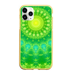 Чехол iPhone 11 Pro матовый Желто-зеленая мандала, цвет: 3D-желтый