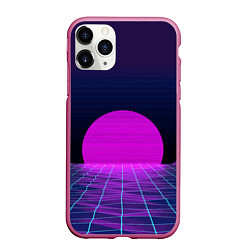 Чехол iPhone 11 Pro матовый Закат розового солнца Vaporwave Психоделика