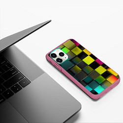 Чехол iPhone 11 Pro матовый Colored Geometric 3D pattern, цвет: 3D-малиновый — фото 2