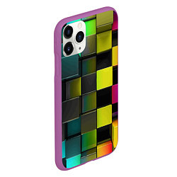 Чехол iPhone 11 Pro матовый Colored Geometric 3D pattern, цвет: 3D-фиолетовый — фото 2