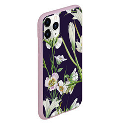 Чехол iPhone 11 Pro матовый Цветы Белые, цвет: 3D-розовый — фото 2