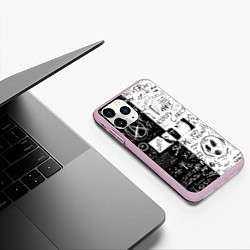 Чехол iPhone 11 Pro матовый Anime BLACK WHITE EYES, цвет: 3D-розовый — фото 2