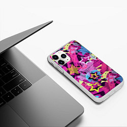 Чехол iPhone 11 Pro матовый Star Colorful Pattern Fashion Neon, цвет: 3D-белый — фото 2