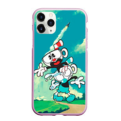 Чехол iPhone 11 Pro матовый 2 Чашечки Cuphead, цвет: 3D-розовый