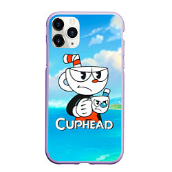 Чехол iPhone 11 Pro матовый Cuphead сердитая чашечка, цвет: 3D-светло-сиреневый