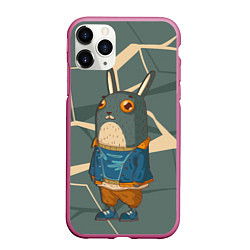 Чехол iPhone 11 Pro матовый Удивленный кролик, цвет: 3D-малиновый