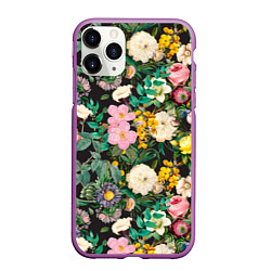 Чехол iPhone 11 Pro матовый Паттерн из летних цветов Summer Flowers Pattern