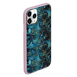 Чехол iPhone 11 Pro матовый Blue Abstract Узоры, цвет: 3D-розовый — фото 2