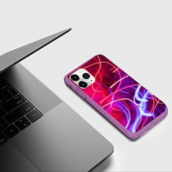 Чехол iPhone 11 Pro матовый Неоновые огни Абстракция, цвет: 3D-фиолетовый — фото 2