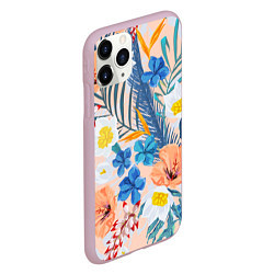 Чехол iPhone 11 Pro матовый Цветы Яркие Тропические, цвет: 3D-розовый — фото 2